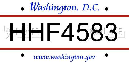 HHF4583 District Of Columbia License Plate