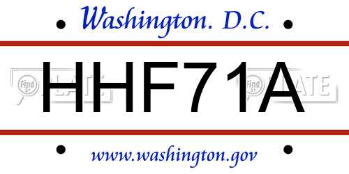 HHF71A District Of Columbia License Plate