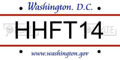 HHFT14 District Of Columbia License Plate