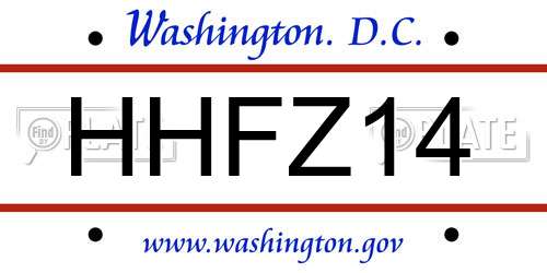 HHFZ14 District Of Columbia License Plate