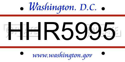 HHR5995 District Of Columbia License Plate