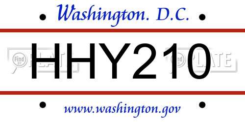 HHY210 District Of Columbia License Plate