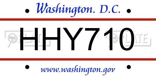 HHY710 District Of Columbia License Plate
