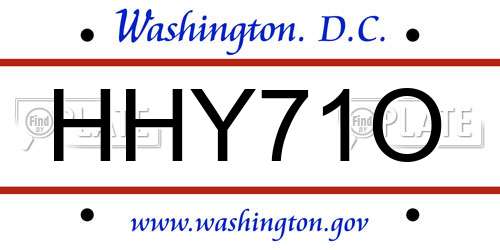 HHY71O District Of Columbia License Plate