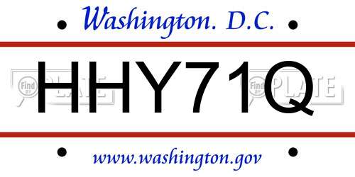 HHY71Q District Of Columbia License Plate
