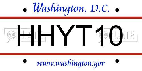 HHYT10 District Of Columbia License Plate