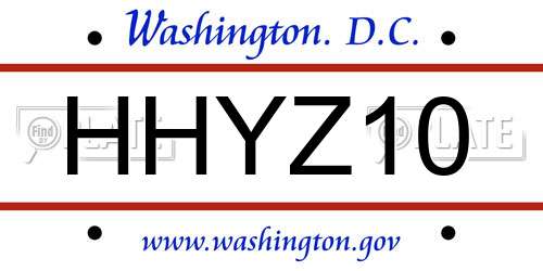 HHYZ10 District Of Columbia License Plate