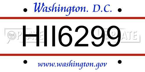 HII6299 District Of Columbia License Plate