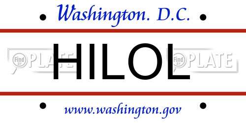 HILOL District Of Columbia License Plate