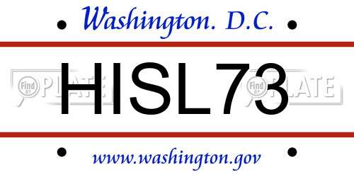 HISL73 District Of Columbia License Plate