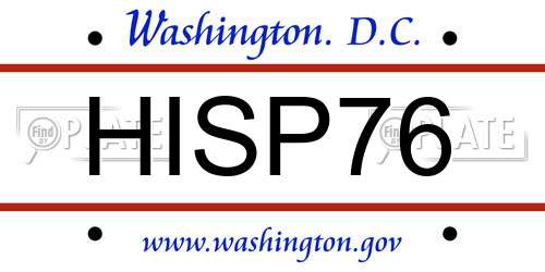 HISP76 District Of Columbia License Plate