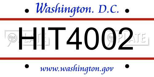 HIT4002 District Of Columbia License Plate