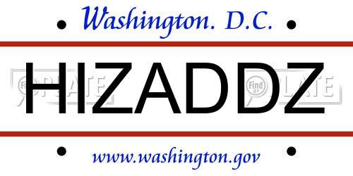 HIZADDZ District Of Columbia License Plate