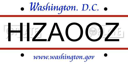 HIZAOOZ District Of Columbia License Plate