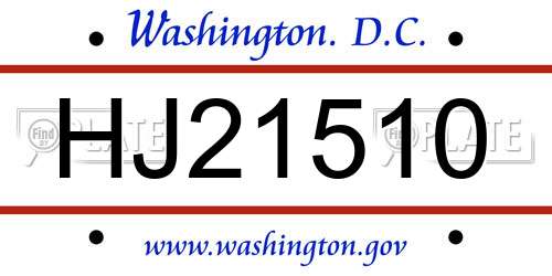 HJ21510 District Of Columbia License Plate