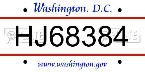 HJ68384 District Of Columbia License Plate