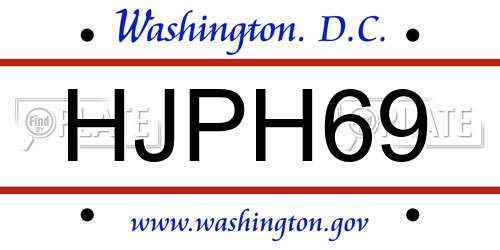 HJPH69 District Of Columbia License Plate