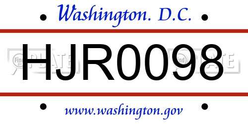 HJR0098 District Of Columbia License Plate