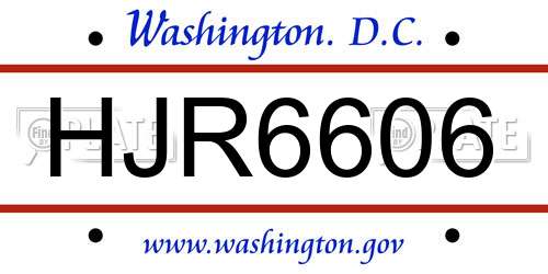 HJR6606 District Of Columbia License Plate