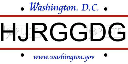 HJRGGDG District Of Columbia License Plate