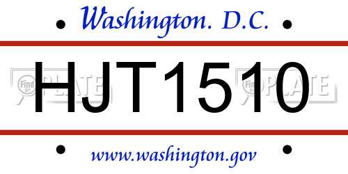 HJT1510 District Of Columbia License Plate