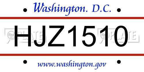 HJZ1510 District Of Columbia License Plate