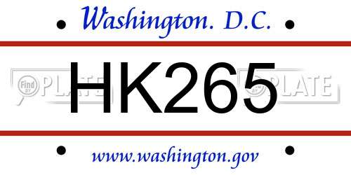 HK265 District Of Columbia License Plate