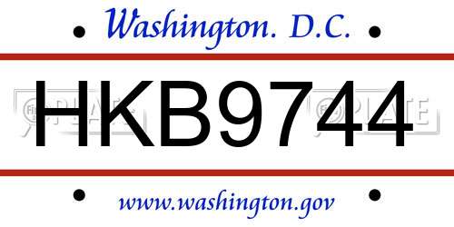 HKB9744 District Of Columbia License Plate