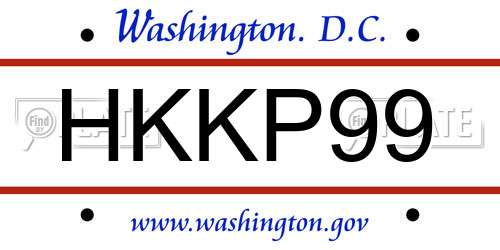 HKKP99 District Of Columbia License Plate