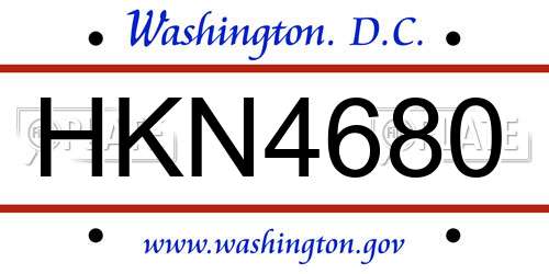 HKN4680 District Of Columbia License Plate