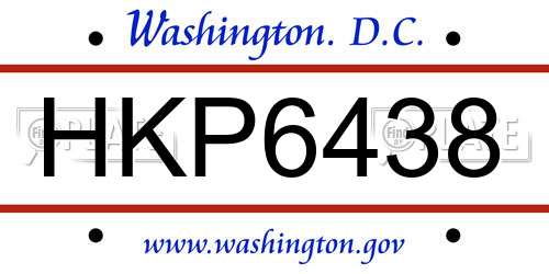 HKP6438 District Of Columbia License Plate