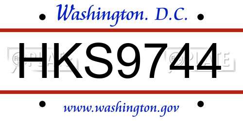 HKS9744 District Of Columbia License Plate