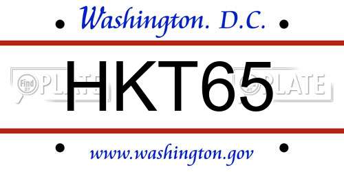 HKT65 District Of Columbia License Plate