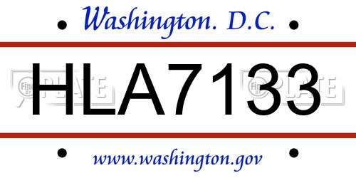 HLA7133 District Of Columbia License Plate