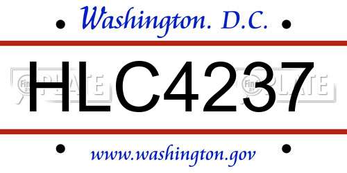 HLC4237 District Of Columbia License Plate