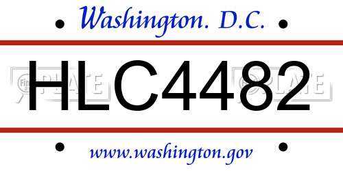 HLC4482 District Of Columbia License Plate