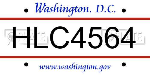 HLC4564 District Of Columbia License Plate