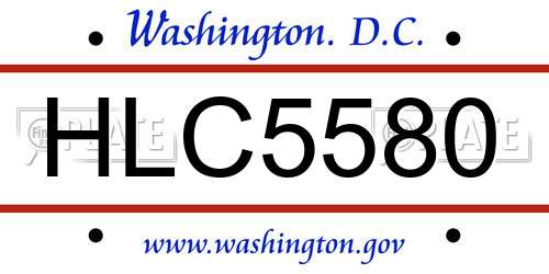 HLC5580 District Of Columbia License Plate