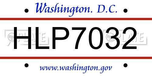 HLP7032 District Of Columbia License Plate