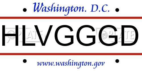 HLVGGGD District Of Columbia License Plate