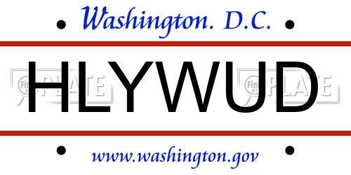 HLYWUD District Of Columbia License Plate