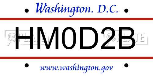 HM0D2B District Of Columbia License Plate