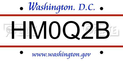 HM0Q2B District Of Columbia License Plate
