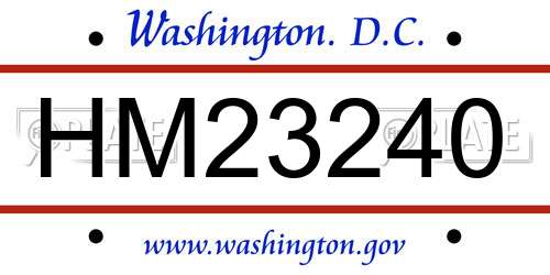 HM23240 District Of Columbia License Plate