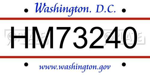 HM73240 District Of Columbia License Plate