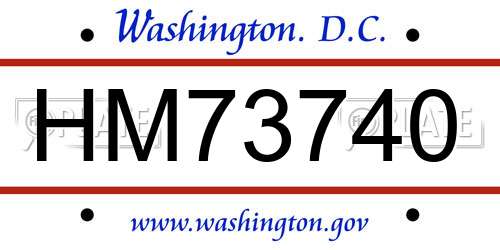 HM73740 District Of Columbia License Plate