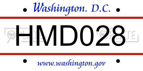HMD028 District Of Columbia License Plate