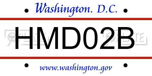 HMD02B District Of Columbia License Plate