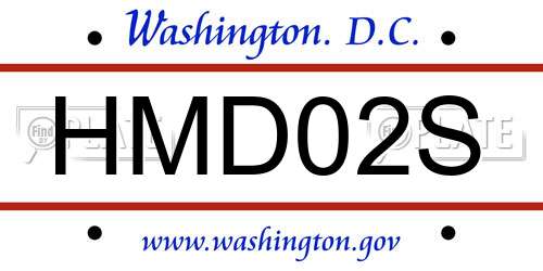 HMD02S District Of Columbia License Plate