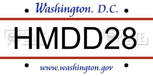 HMDD28 District Of Columbia License Plate